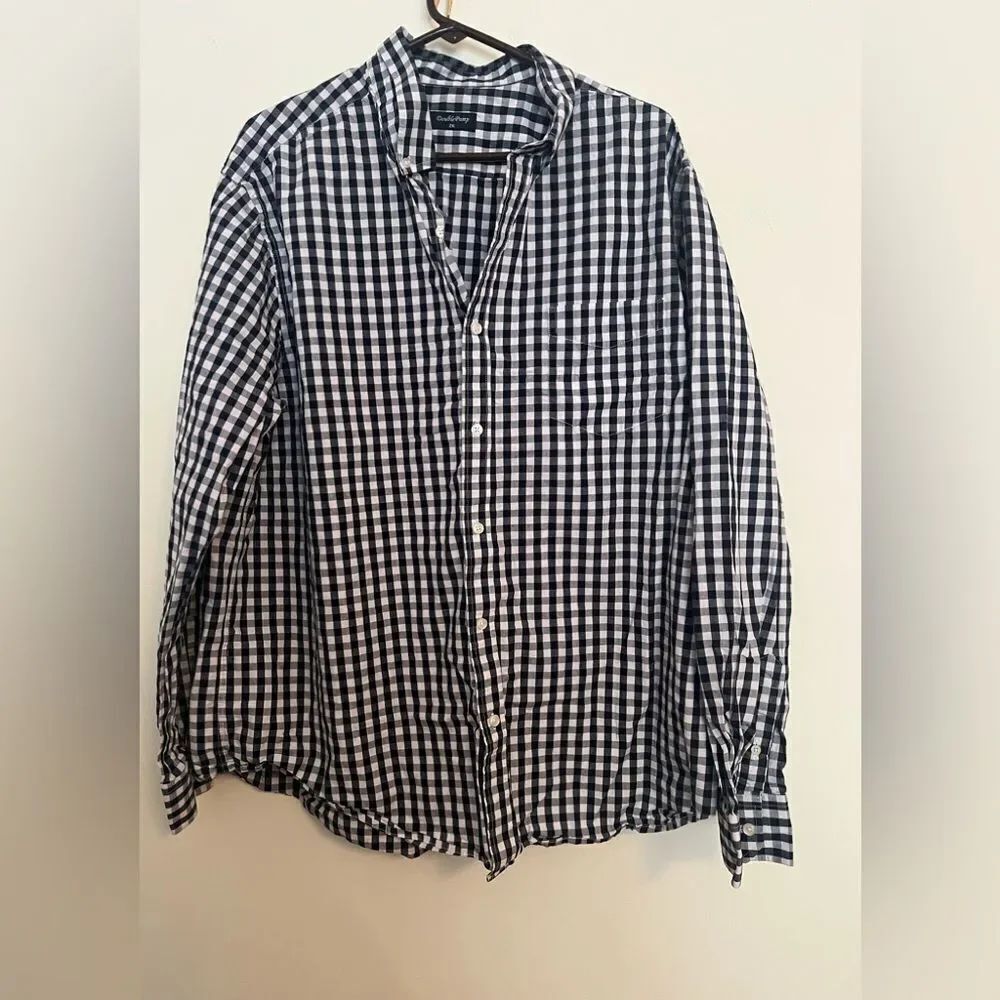 Classic Navy and White Gingham Men's Shirt